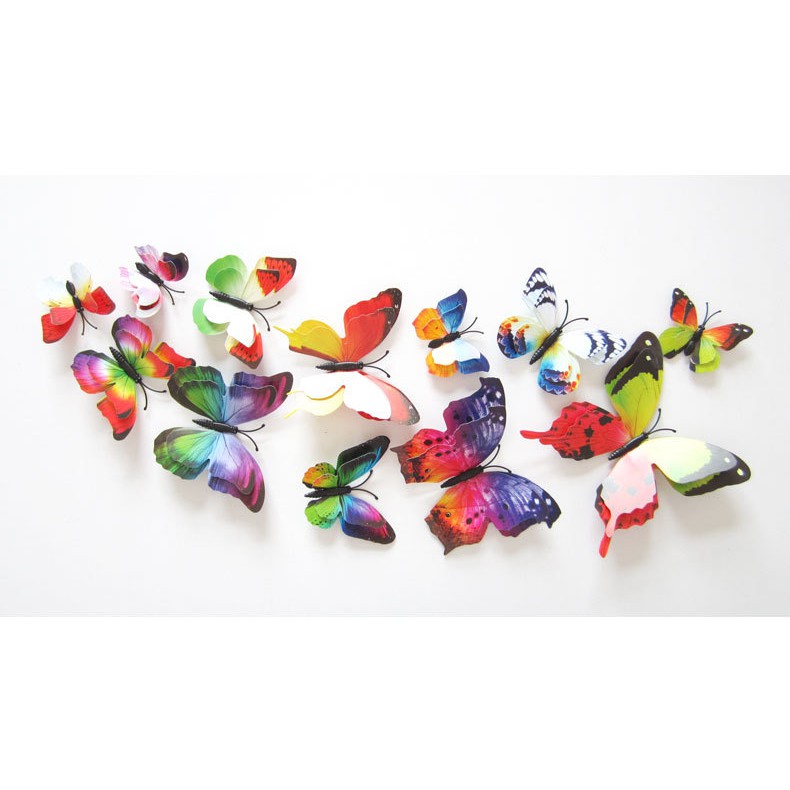 Set 12 Bướm Nam Châm 3D Trang Trí Tủ Lạnh Hoặc Dán Tường