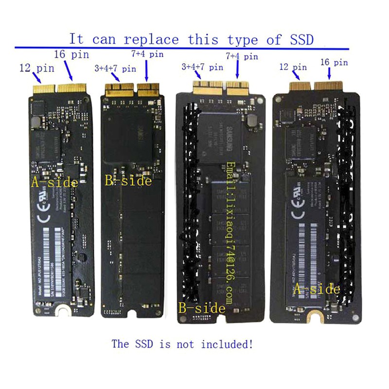 Kayfirele 1x Pci-E X4 M.2 Ngff Sang Ssd Cho Macbook Air A1465 A1466 A1398 A1502