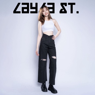 Quần Jean Nữ Ống Rộng Rách Gối Layla Ver.045, Baggy Nữ Lưng Cao Chất Bò Cao Cấp