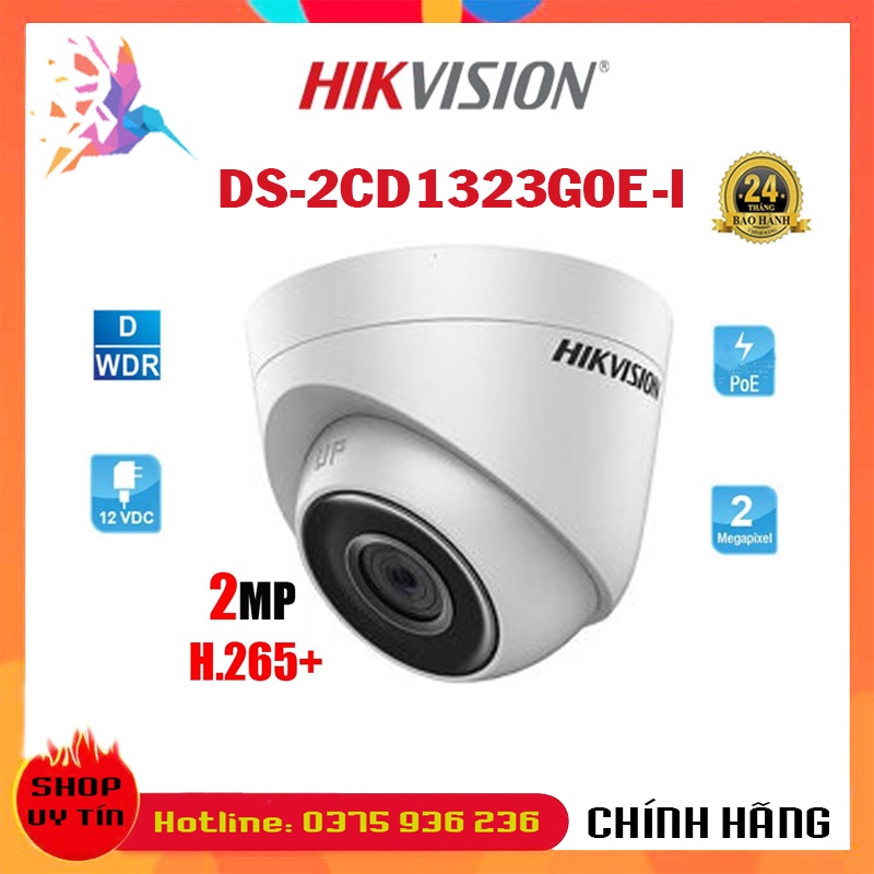 Camera IP Dome Bán cầu 2Mb HIKVISION Trọng nhà DS-2CD1323G0E-ID, DS-2CD1323G0E-I, DS-2CD1323G0E-IUF- Chính hãng BH24T