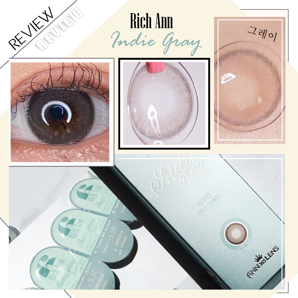 [𝟭 𝗖𝗔̣̆𝗣] Lens Mắt ANN365 Cận 0-8 Độ Đeo 1 Ngày Indie Gray - Xám Thạch Anh Màu Hot 2022