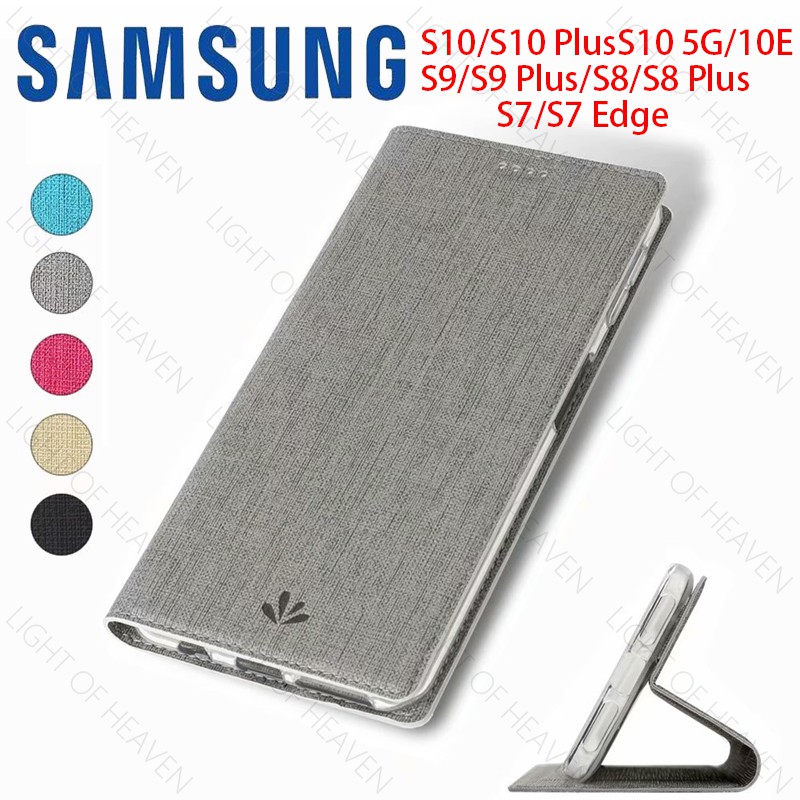 Ốp điện thoại PU dạng gập phối ví cho Samsung galaxy s10 5g s10e s10 s9 s8 plus s7 edge