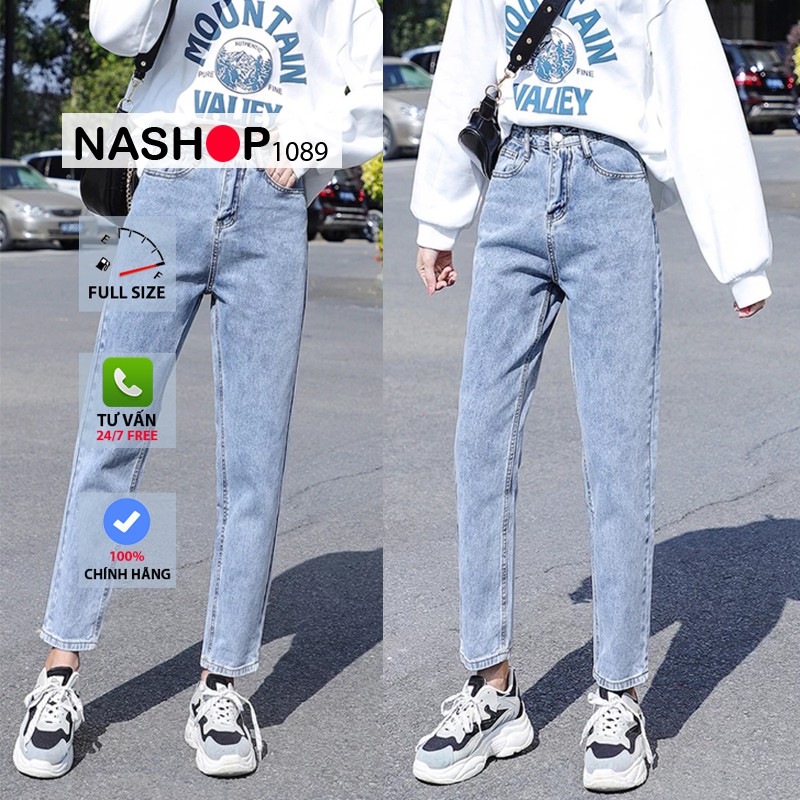 Quần jean bò baggy nữ màu xanh full size S M L mẫu mới đẹp nhất 2021 QT13 nashop 1089