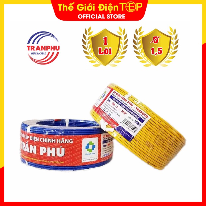 Dây Điện Đơn Mềm 1 lõi 1x1,5mm Trần Phú -Thế Giới Điện TopE(Bán theo m)