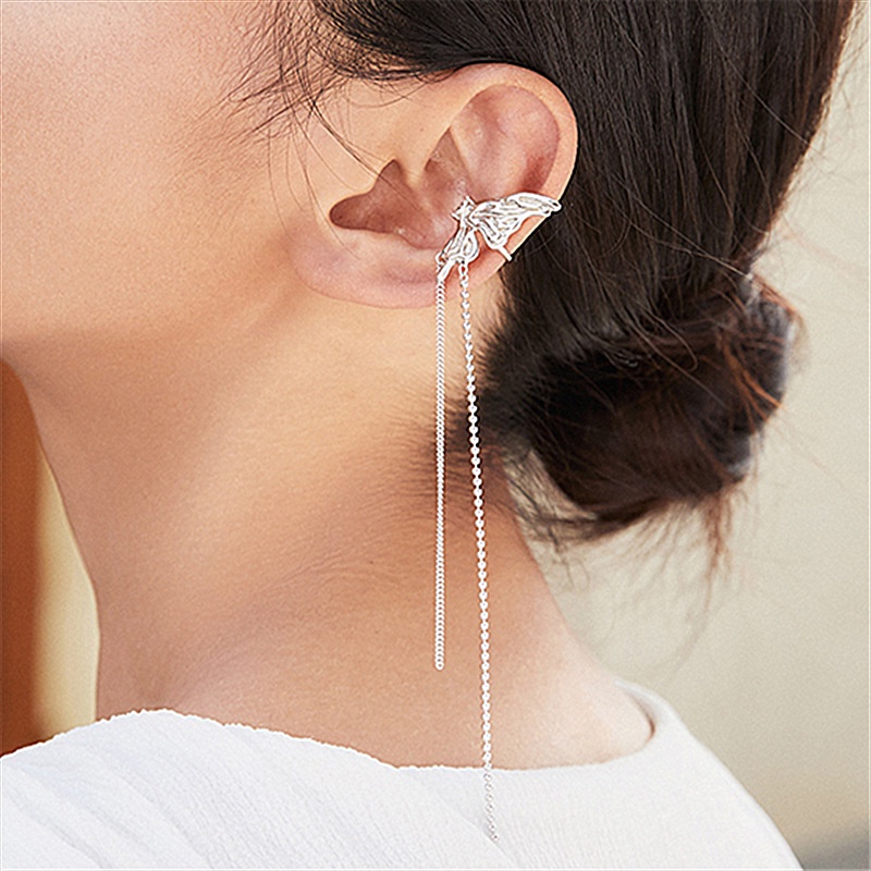 Bông Tai Dạng Kẹp Hình Bướm Dài Không Cần Xỏ Lỗ Thời Trang Mùa Hè 2022 Cho Nữ