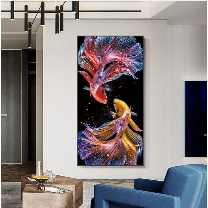 Tranh Thêu Chữ Thập Chỉ Lụa Cá Koi MDW0609