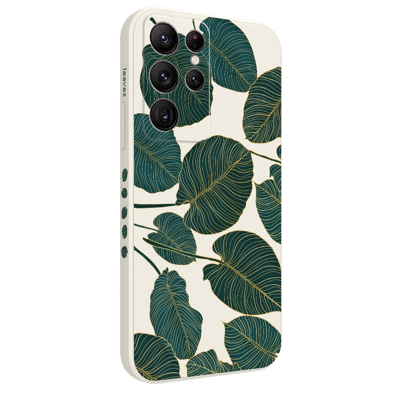 Bao Da Dập Nổi Họa Tiết Lá Cây Cho samsung galaxy s23 s22 fe ultra plus Ốp