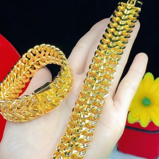 Lắc tay nam mạ vàng 18 mắt xích cực đẹp