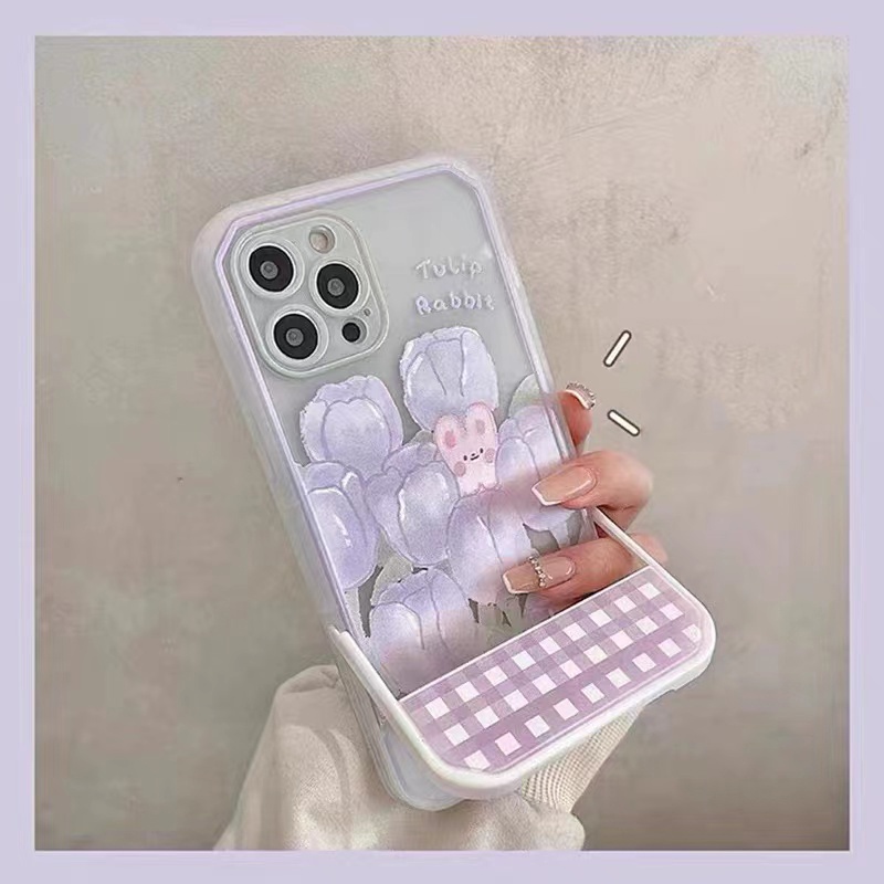 Ốp Điện Thoại Silicone TPU Mềm Trong Suốt Có Giá Đỡ Hình Thỏ Dễ Thương Cho IPhone 13 12 11 Pro Max XS XR X 8 7 6S + SE 2020