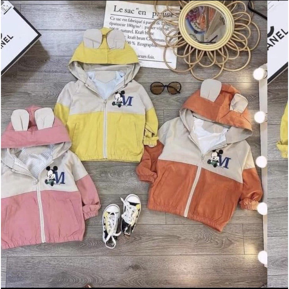Áo gió lót lông trẻ em 8-20kg cực dày dặn, ấm áp mẫu Mickey dành cho cả bé trai và bé gái 1-4 tuổi