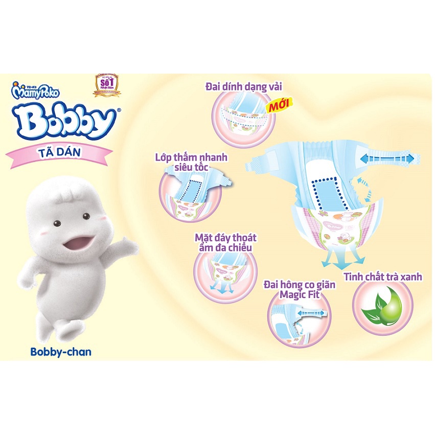 Bỉm BOBBY Dán XS42/XS70/S56/S80/M46/M76/L62/L68, Quần S46/M74/L38/L54/L68/XL48/XL62/XXL30/XXL44/XXL56/XXXL24