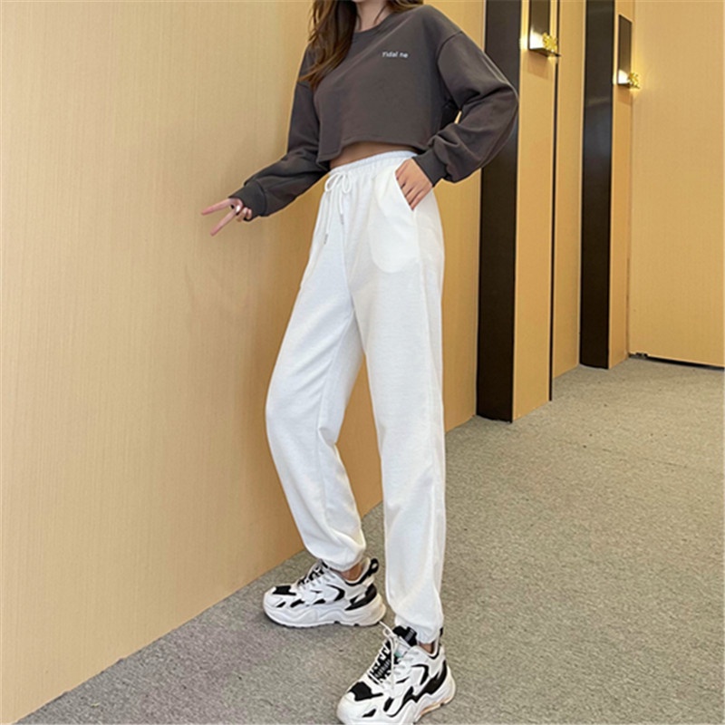 Quần thể thao Jogger dành cho phụ nữ mặc mùa xuân và mùa thu quần thể thao cạp cao lưng rộng N145