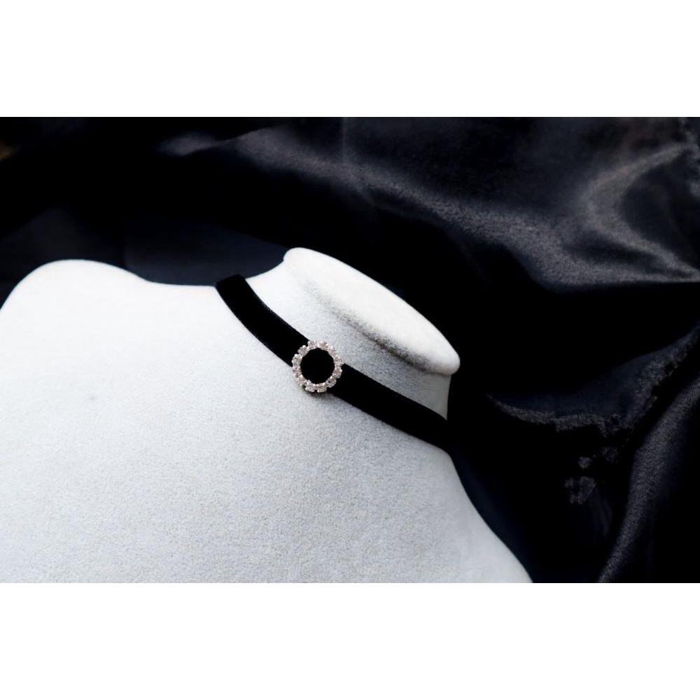 Vòng Cổ Nhung Đen ĐíNh Đá Đơn GiảN