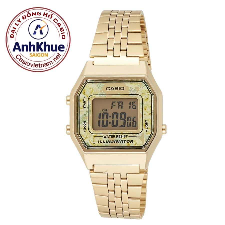 Đồng Hồ Casio Nữ LA680WGA-9CDF Dây Kim Loại Mạ Vàng- Viền Mặt Hoa Hồng