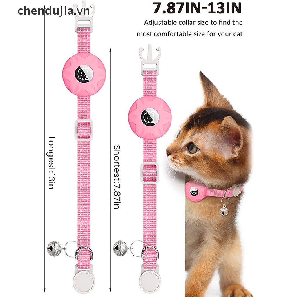 Vòng Cổ Nylon Gắn Thẻ AirTag Phản Quang Tùy Chỉnh Chống Thất Lạc Kèm Giá Đỡ Bằng Silicon Bảo Vệ Cho Thú Cưng / Mèo Cưng
