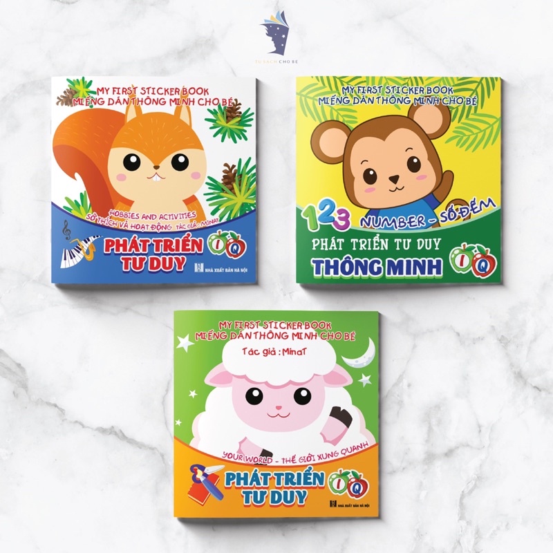 Sách -Bộ 3 cuốn: Miếng dán Thông minh cho bé Phát triển tư duy IQ - My First Sticker Book