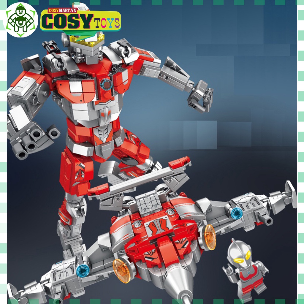 Lego xếp hình robot Ultraman biến hình máy bay với 430 mảnh ghép