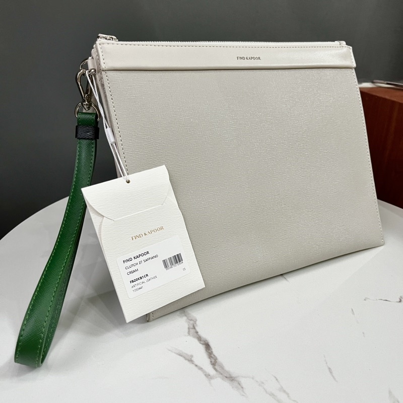 Xắt tay Find Kapoor Clutch 27 Safiano - Cream/Beige/Gray