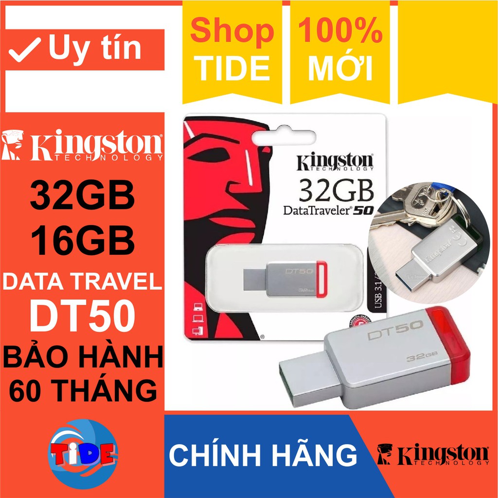 USB 32GB/16GB - Kingston DT50 – Vỏ thép nguyên khối – CHÍNH HÃNG – BH 5 năm