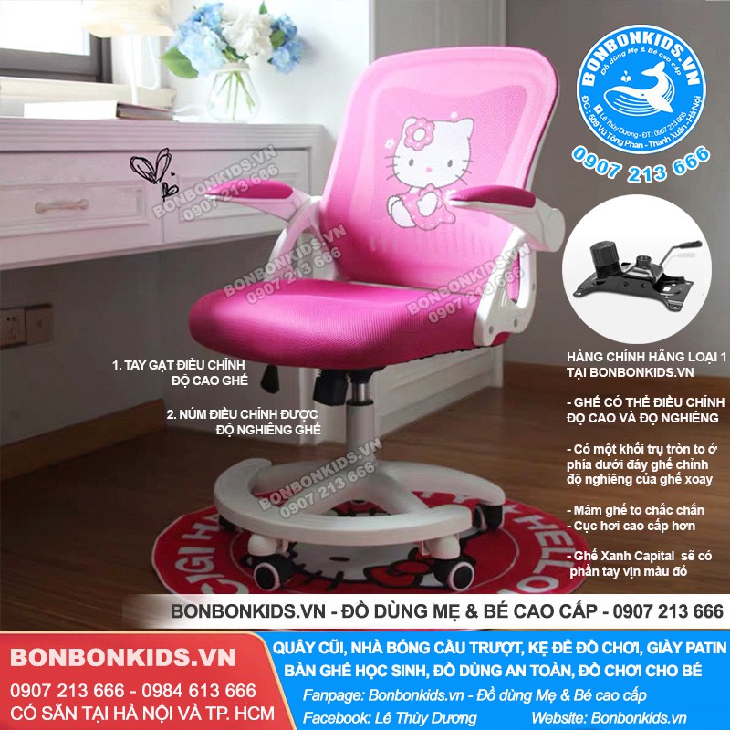 Bộ bàn ghế học sinh 80cm gỗ tự nhiên Newber G300, Ghế Hello Kitty thông minh | BigBuy360 - bigbuy360.vn