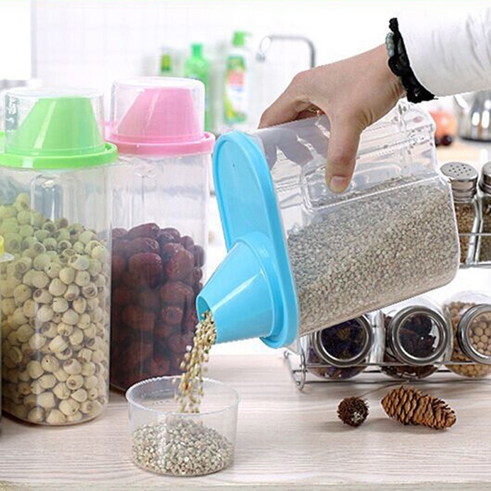 NICKOLAS 1.9L Container Box New Household Storage Kitchen Food Selling Creative Plastic Home Cereal Grain Bean Rice/Multicolor