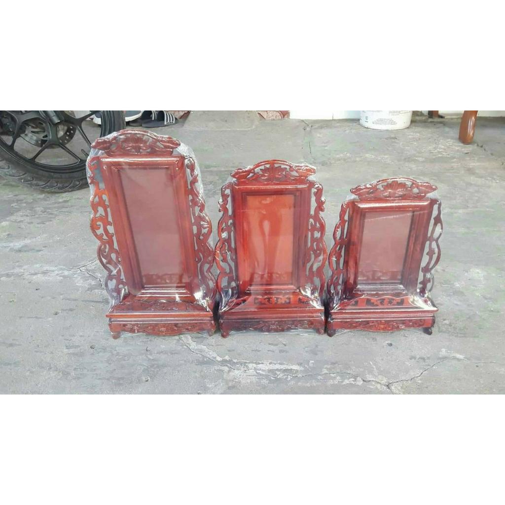 Bài vị thờ gia tiên gỗ chạm khắc viền hoa cao cấp