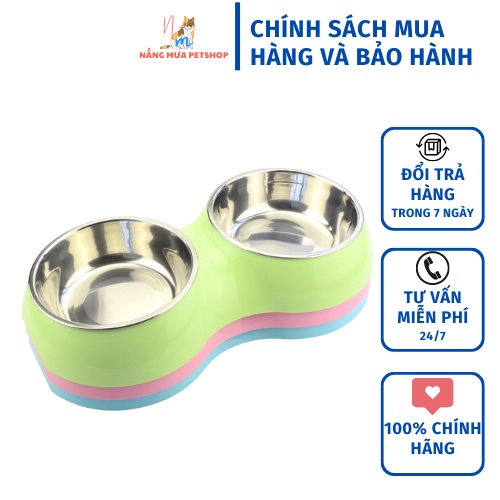 Bát ăn cho mèo đôi lõi Inox không rỉ cho chó mèo