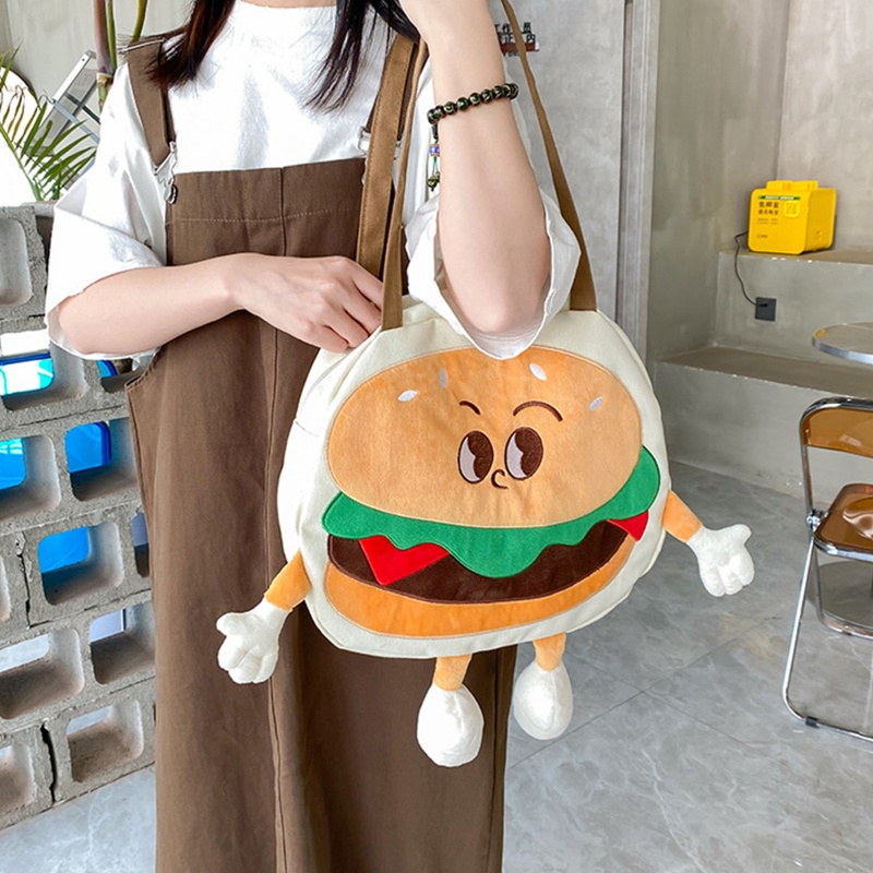 Túi Đeo Chéo Hình Bánh Hamburger Màu Sắc Đơn Giản Thời Trang Cho Nữ