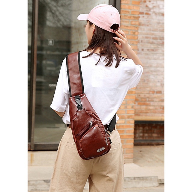 Túi Đeo Chéo Nam Bằng Da Cao Cấp EMI BE90 (34 x 16 cm) - Nâu đậm