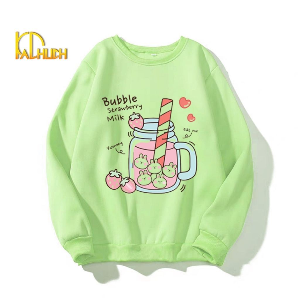 ÁO SWEATER NAM NỮ IN BUBLE MILK SIÊU DỄ THƯƠNG ÁO SWEATER NHIỀU MÀU