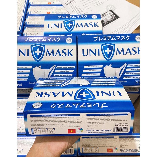 khẩu trang UNI MASK 3D hàng chính hãng công nghệ nhật bản 1 hộp 50 chiếc