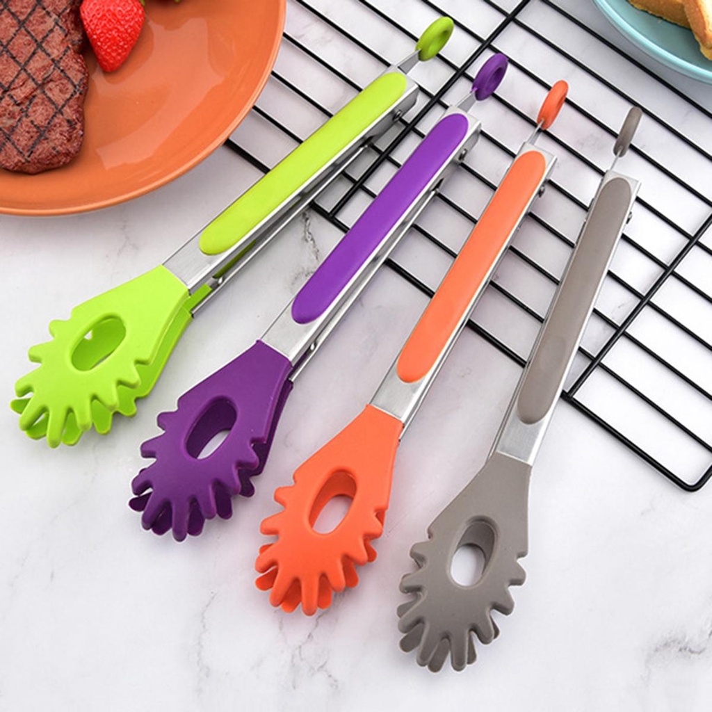 Kẹp Gắp Thức Ăn Bằng Silicone Tay Cầm Inox Cách Nhiệt Chống Trượt