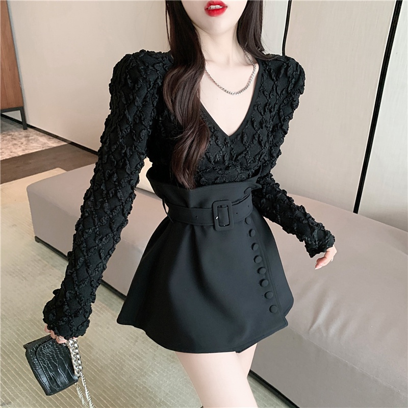 Chân váy lưng cao dáng ôm họa tiết hoa thời trang thu đông