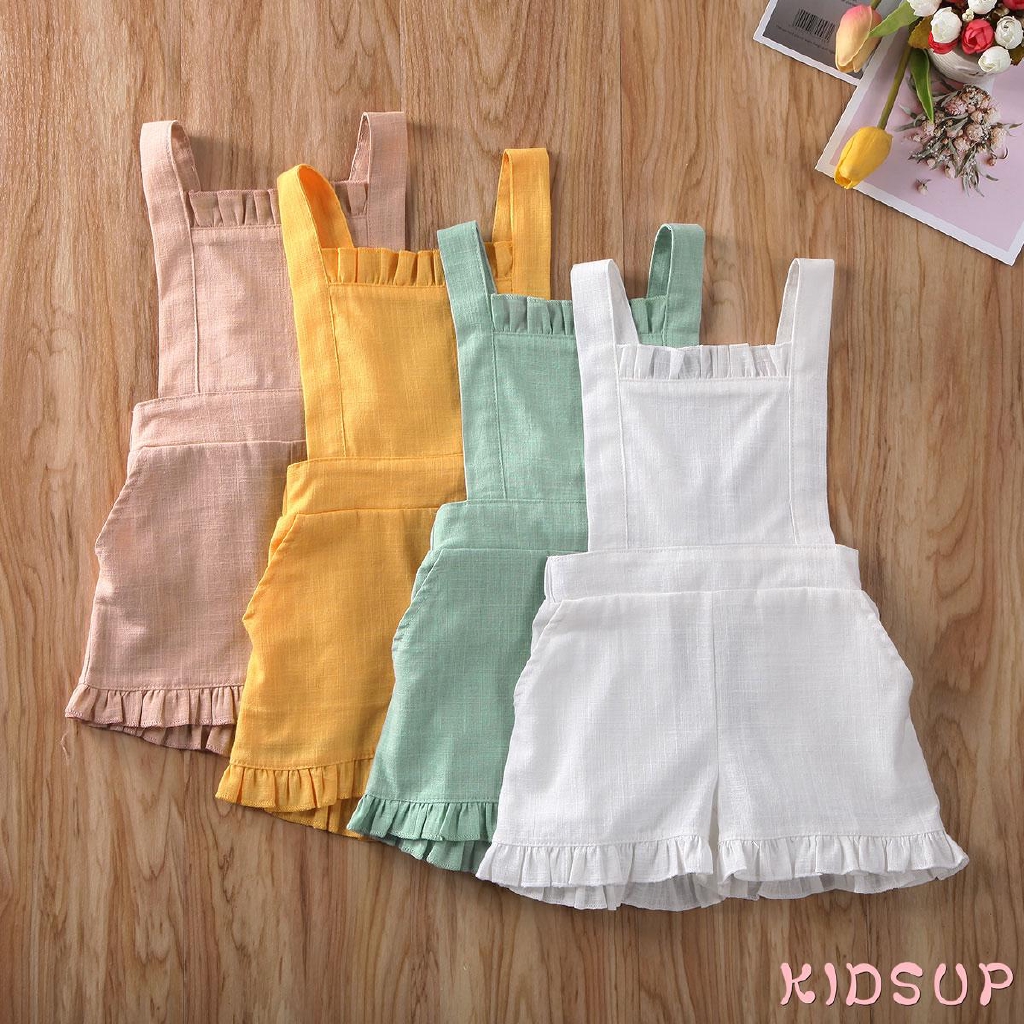 Bộ Áo Liền Quần Không Tay Chất Liệu Cotton Thời Trang Mùa Hè Dành Cho Bé Gái