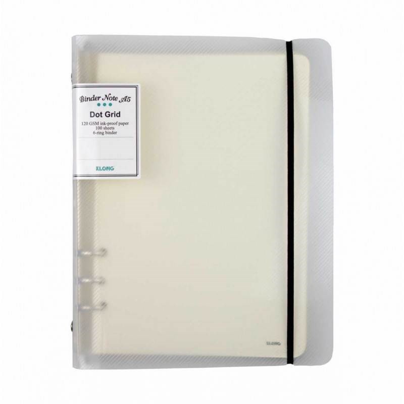 Sổ còng Klong A5 200 trang kẻ caro/dot grid bìa nhựa 6 còng giấy cực dày, take note, bullet journal (100 tờ)