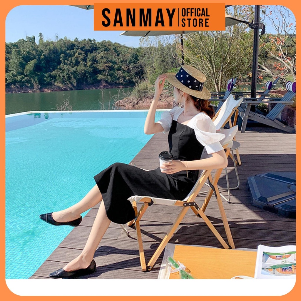 Váy Dự Tiệc Cưới SANMAY Đầm Cổ Vuông Tay Phồng Sang Trọng Thiết Kế Dáng Ôm Đi Chơi Công Sở Đen VD038 | BigBuy360 - bigbuy360.vn