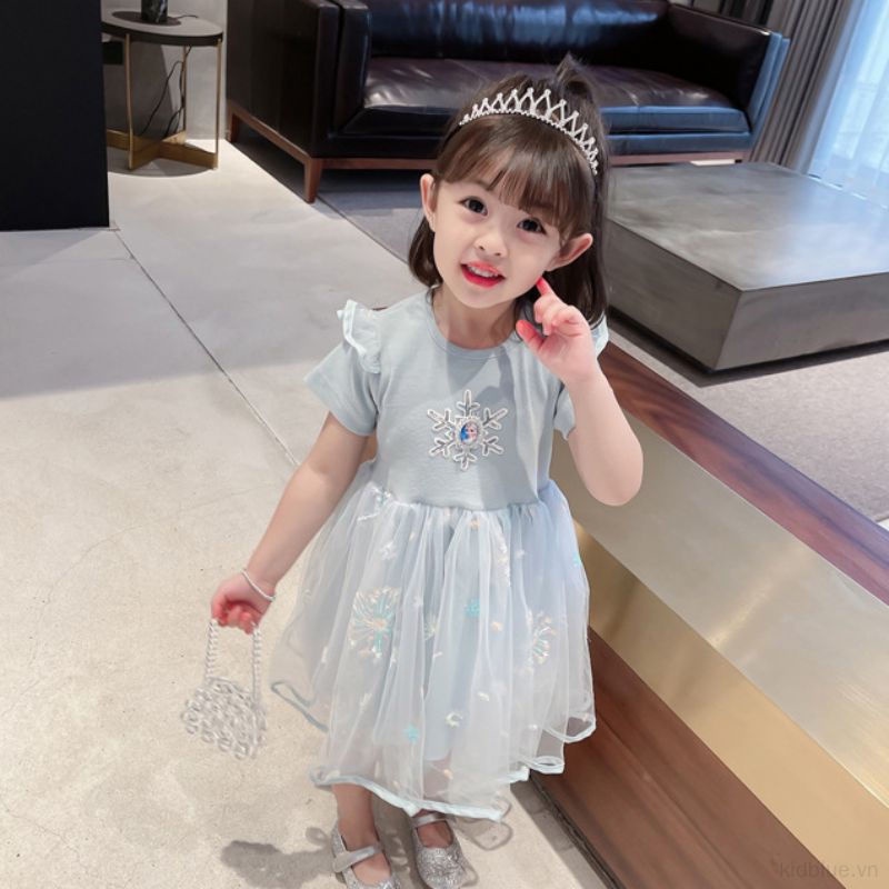 Đầm Công Chúa Phối Ren Lưới Thời Trang Mùa Hè Cho Bé Gái