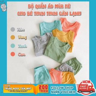 Bộ quần áo cho bé trai bé gái thun tăm gân lạnh chất liệu siêu mát tone màu pastel cực xinh Rhinokids