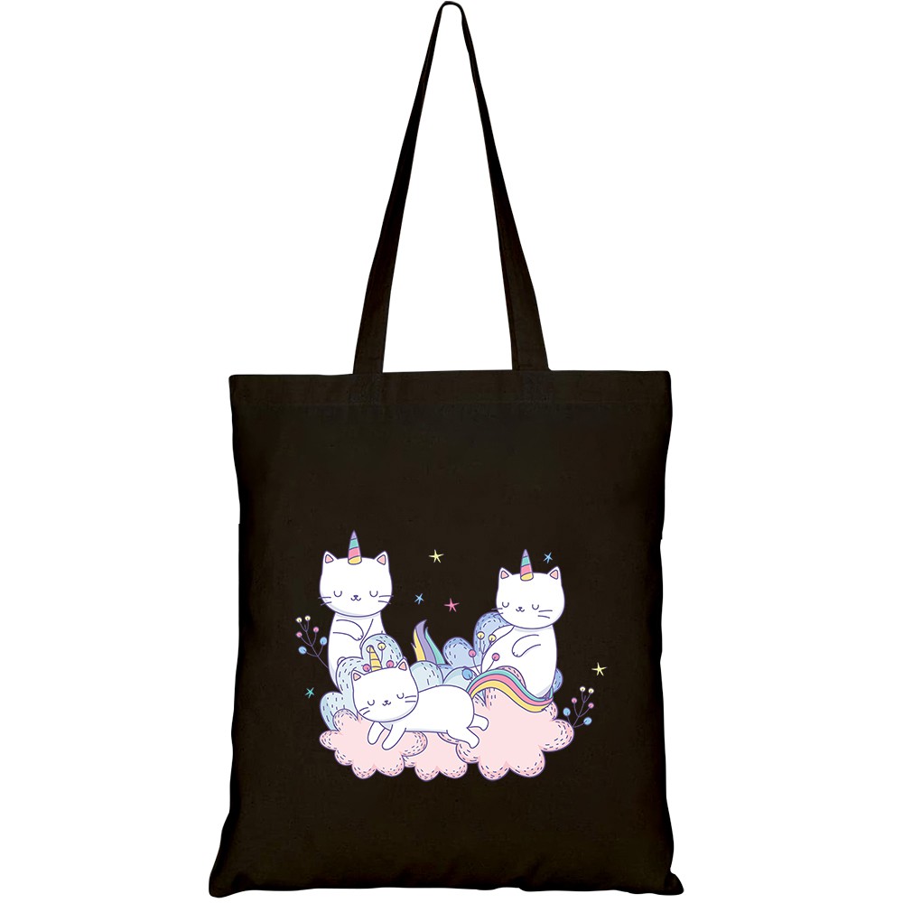 Túi vải tote canvas HTFashion in hình unicorn cats cartoons HT138