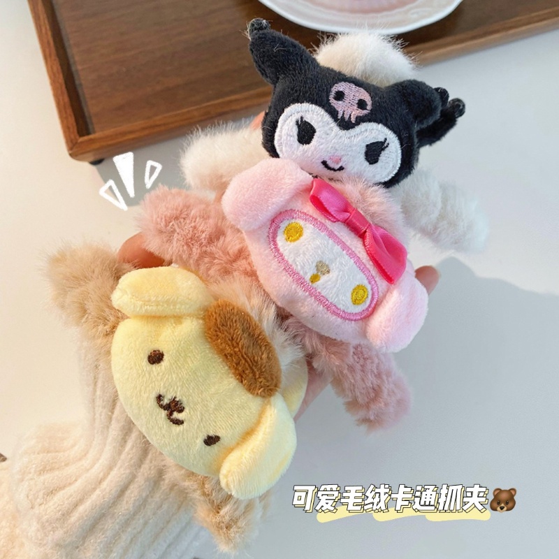 Kẹp Tóc Hình Gấu / Cá Mập Phủ Lông Dễ Thương Thời Trang Xinh Xắn Cho Bé Gái