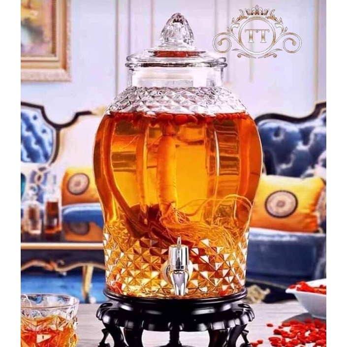 Bình ngâm rượu thủy tinh kim cương 15 lít ( CÓ VAN ) &amp; KHÔNG VAN