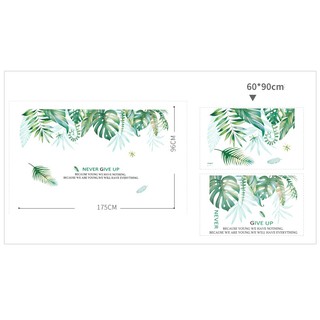 decal dán tường tán lá xanh