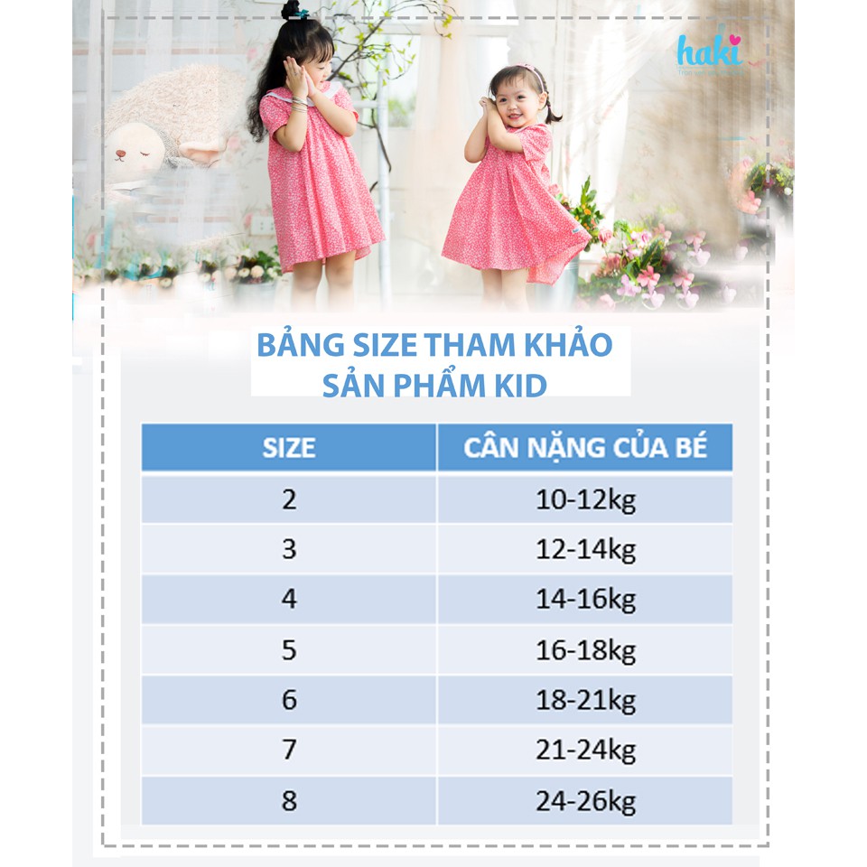 Váy bé gái cổ sen hai lớp xinh xắn HAKI-HK478 (Đỏ hoa nhí)