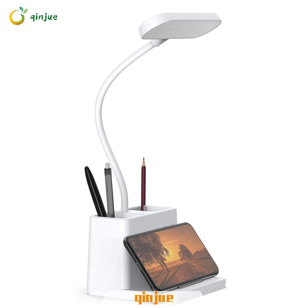 QINJUE Study Reading Lamp Touch Control Pen Holder Desk Lamp Office Dimmable Flexible Gooseneck Eye-Caring Portable