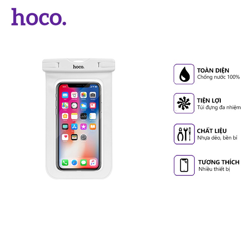 Túi đựng điện thoại chống nước Hoco Common nhựa cao cấp, an toàn khi đi biển, tương thích nhiều thiết bị | BigBuy360 - bigbuy360.vn