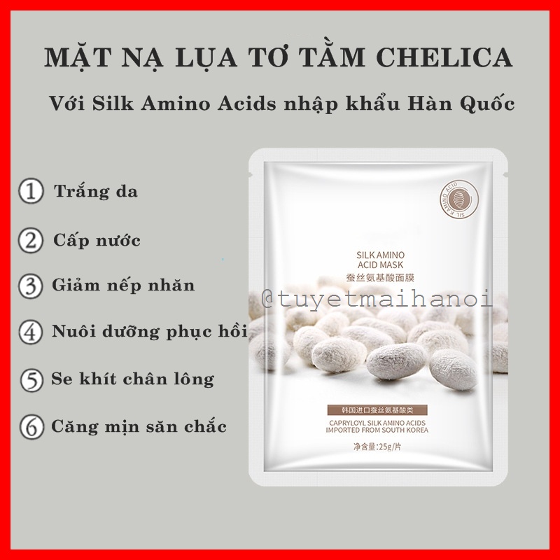 Mặt Nạ Cấp Nước Trắng Da Chống Lão Hóa Chiết Xuất Lụa Tơ Tằm CHELICA