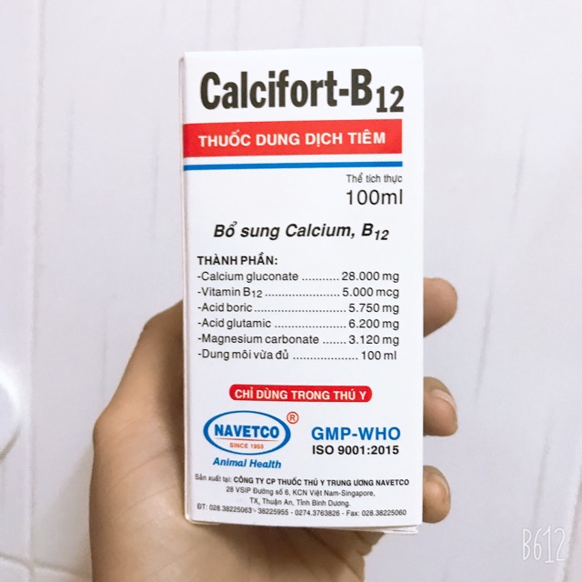 Calcifort-B12 Bổ Sung Calcium Do: Bại Liệt,Xuống Sức Mang Thai, Còi Xương, Cung Cấp Chất Dinh Dưỡng Cho Chó Mèo 100ml