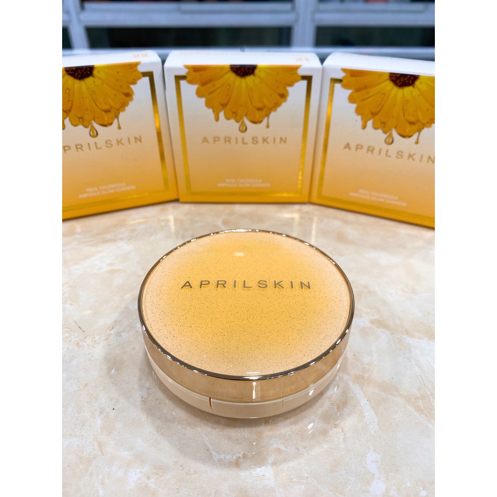 Phấn Nước Aprilskin Real Calendula Ampoule Glow Cushion SPF50+/PA++++ Hàn Quốc 13g