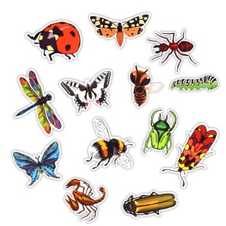 Stiker côn trùng 30-60 decal ép lụa bóc dán/ hình dán côn trùng