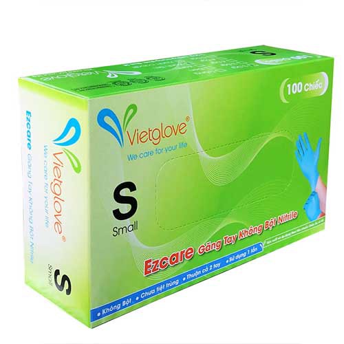 Găng tay y tế Nitrile không bột Vietglove EZCARE đủ màu đen trắng xanh hộp 100 chiếc hàng công ty